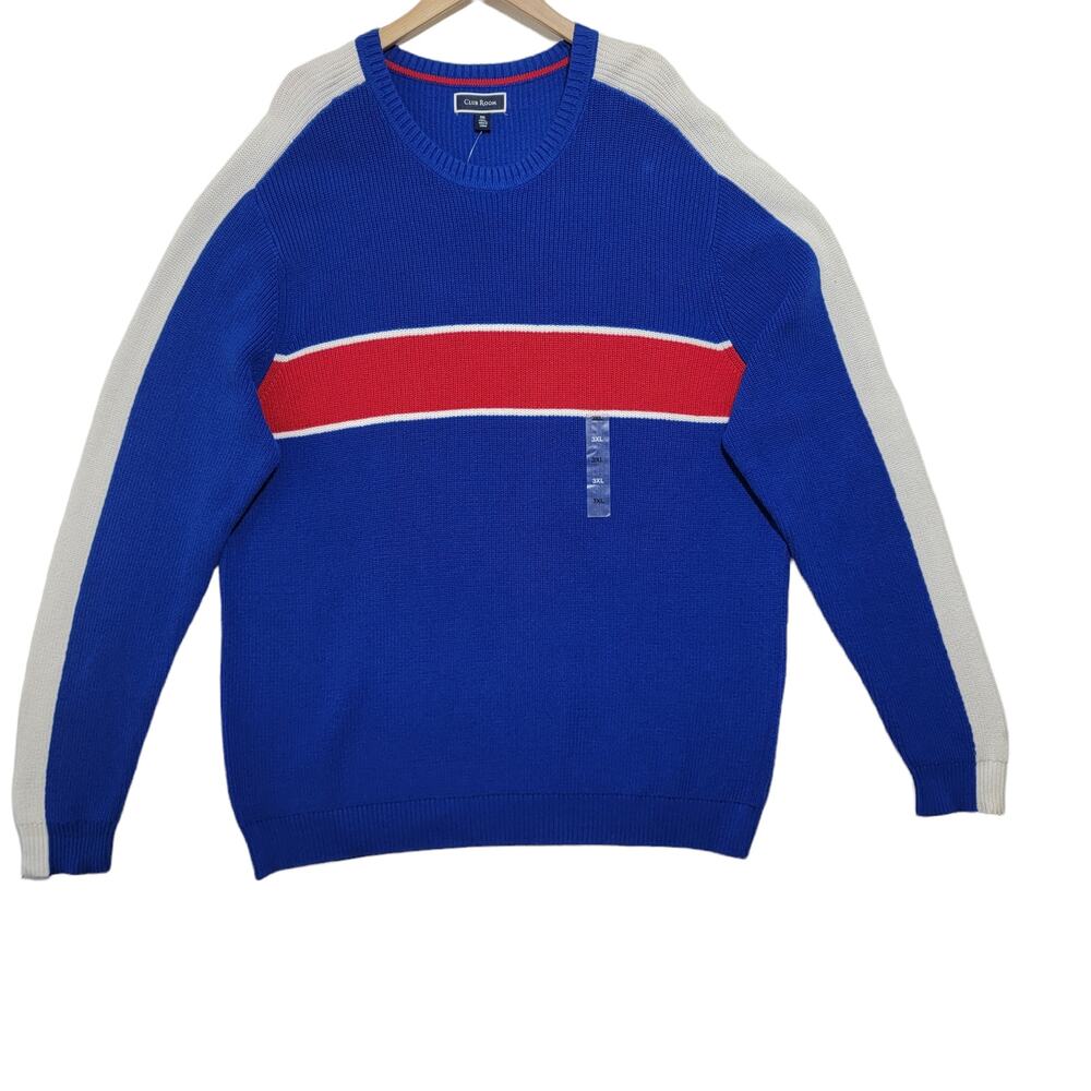Club Room Mens Sweater Color Block Stripe Classic Preppy Retro Size 3XL NWT